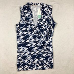 NEW StitchFix 41 Hawthorn Womens Small Montgomery Cross Front Knit Top Blue NWT